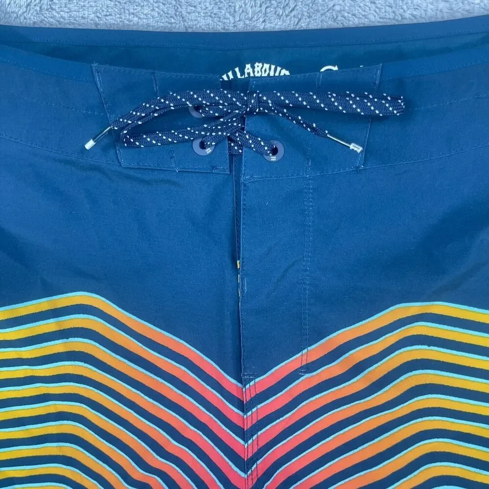 Billabong Board Shorts Men 31 Blue T-Street Airlite Recycler Sunset Stripe Surf
